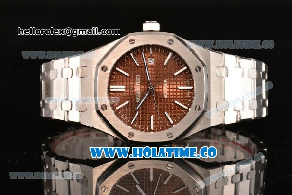 Audemars Piguet Royal Oak 41MM Asia Automatic Full Steel with Stick Markers and Brown Dial - Click Image to Close